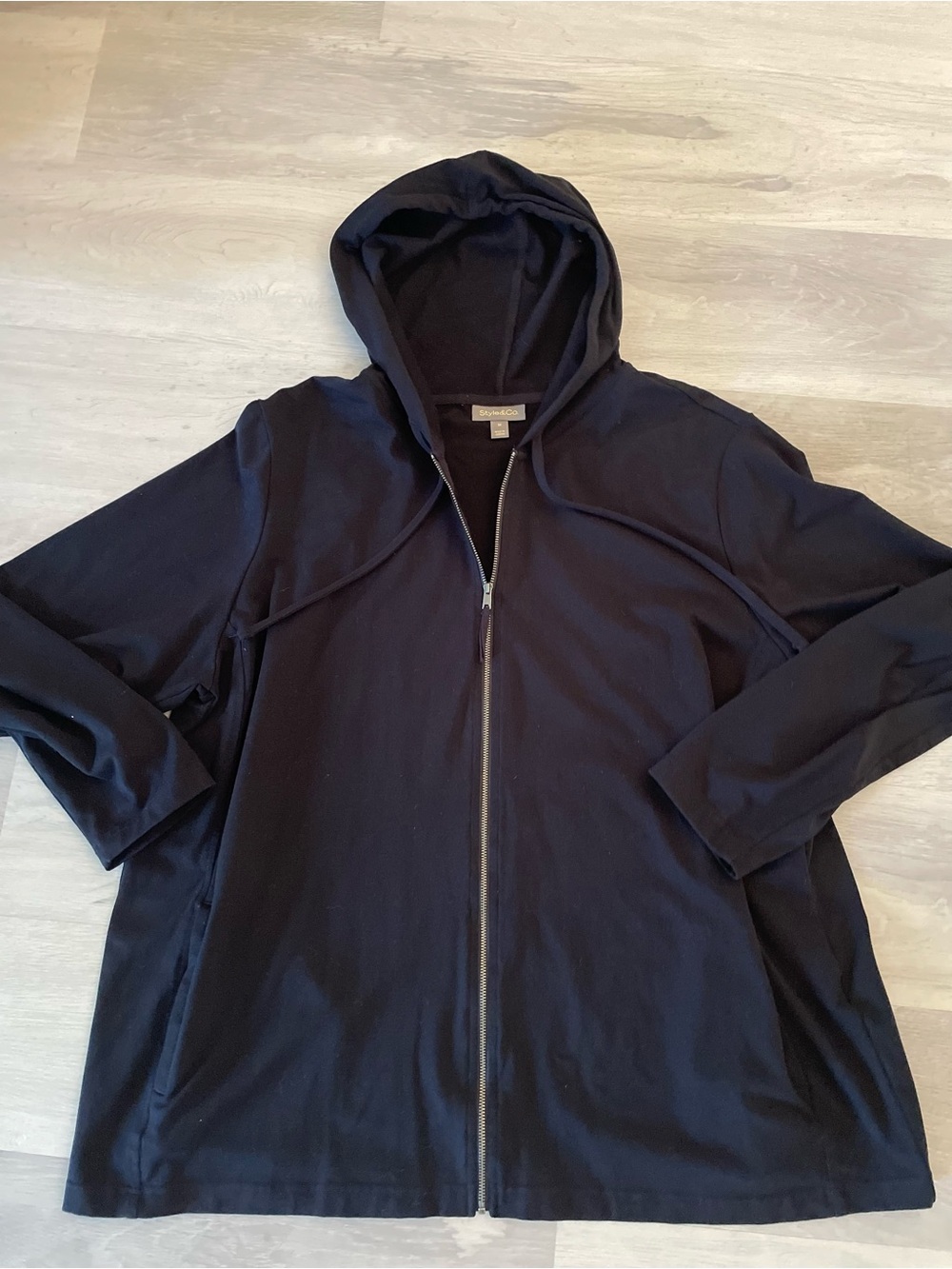 Style & Co Black Hooded Zip Jacket ~ 3x